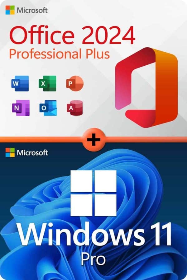 Microsoft Office 2024 Professional Plus + Microsoft Windows 11 Professional Licence pour 3 appareils