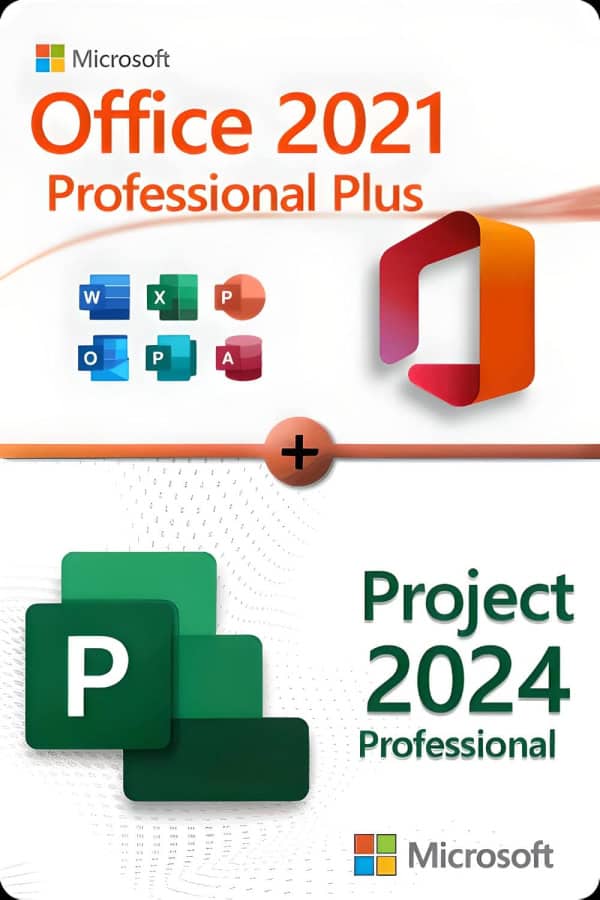 Microsoft Office 2021 Professional Plus + Microsoft Project 2024 Professional Licence pour 3 appareils