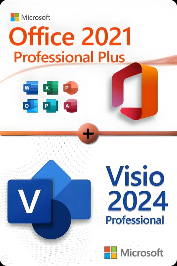 Microsoft Office 2021 Professional Plus + Microsoft Visio 2024 Professional  Licence pour 3 appareils