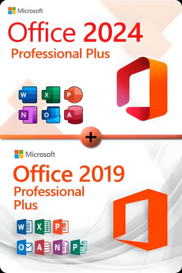 Microsoft Office 2024 Professional Plus + Microsoft Office 2019 Professional Plus Licence pour 3 appareils