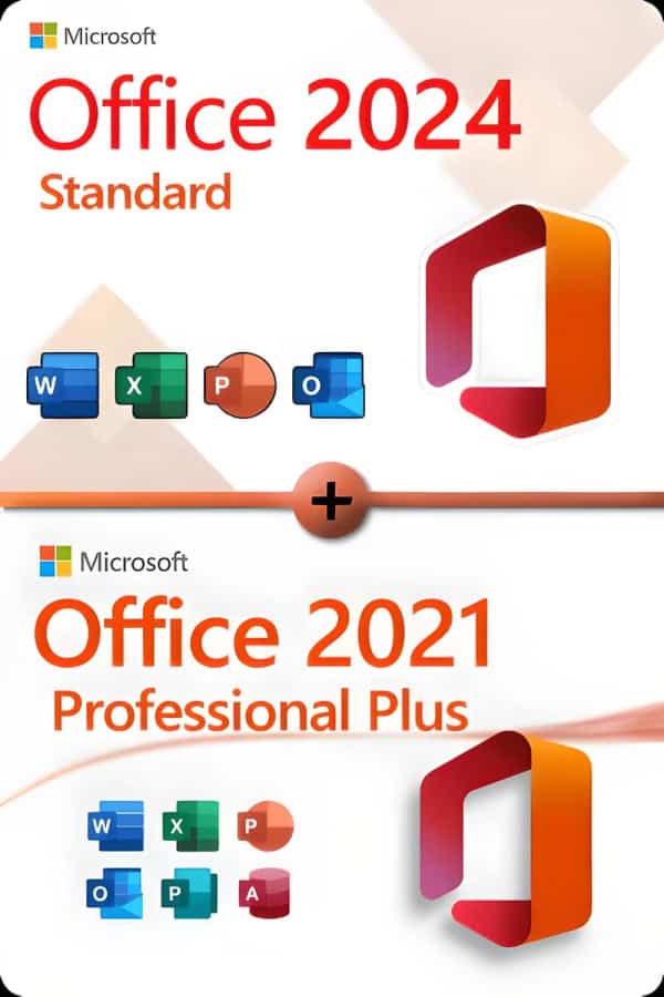 Microsoft Office 2024 Standard + Microsoft Office 2021 Professional Plus Licence pour 3 appareils