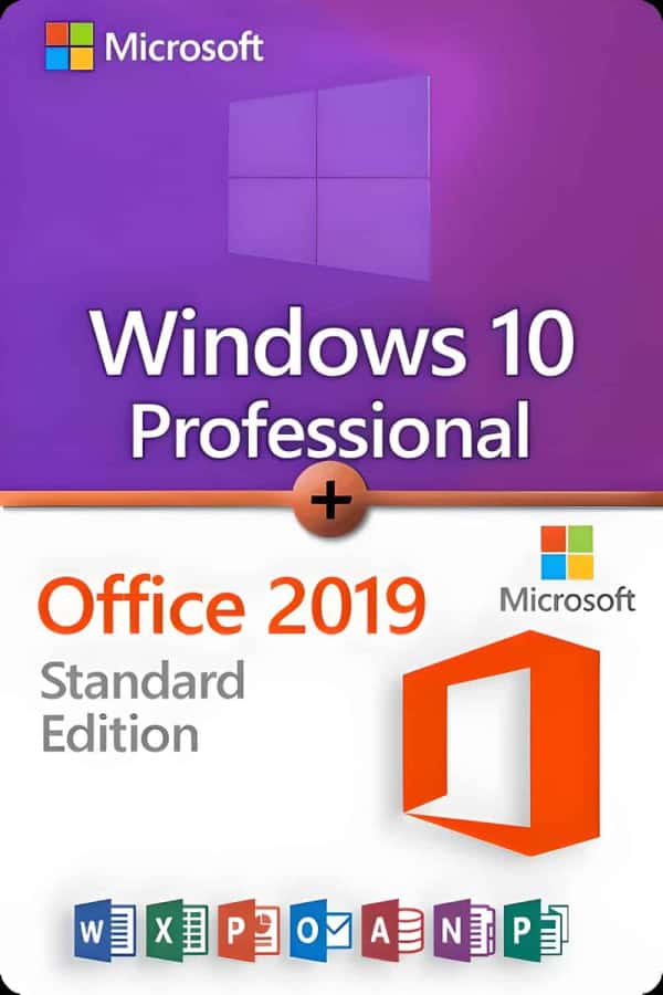 Microsoft Windows 10 Professional + Microsoft Office 2019 Standard Licence pour 3 appareils