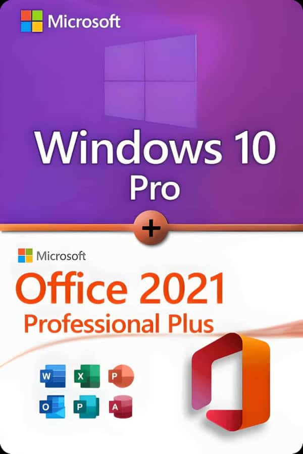 Microsoft Windows 10 Professional + Microsoft Office 2021 Professional Plus Licence pour 3 appareils