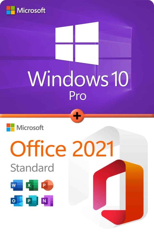Microsoft Windows 10 Professional + Microsoft Office 2021 Standard Licence pour 3 appareils