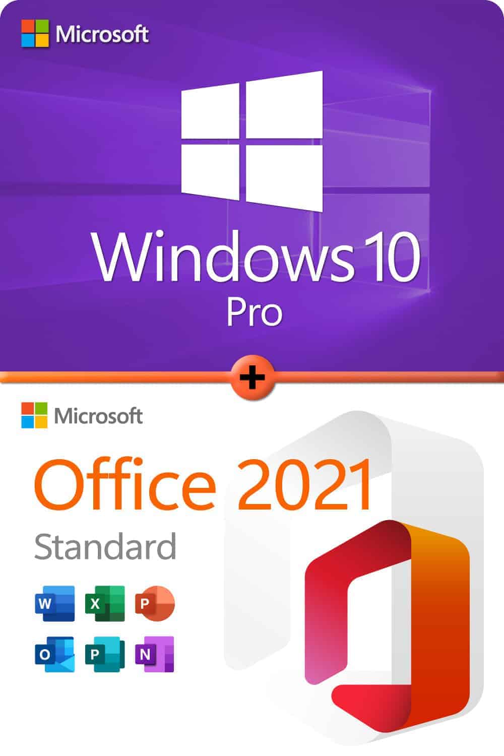 Microsoft Windows 10 Professional + Microsoft Office 2021 Standard Licence pour 3 appareils