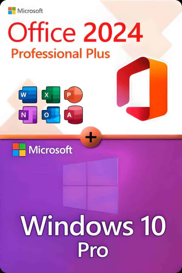 Microsoft Office 2024 Professional Plus + Microsoft Windows 10 Professional Licence pour 3 appareils