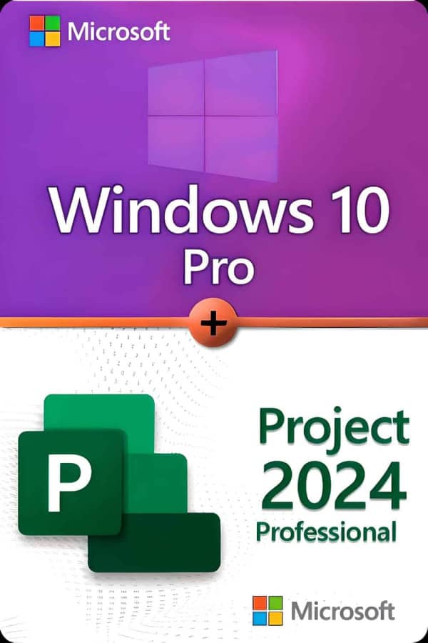 Microsoft Windows 10 Professional + Microsoft Project 2024 Professional Licence pour 3 appareils