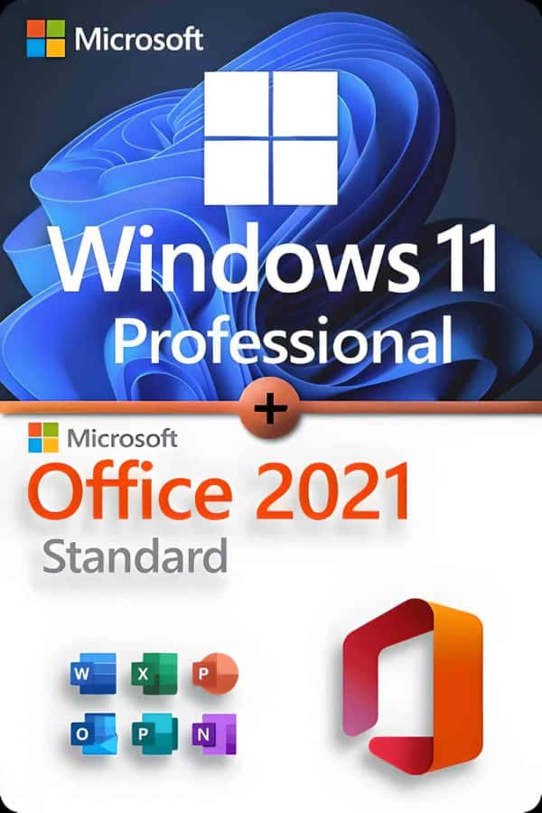 Microsoft Windows 11 Professional + Microsoft Office 2021 Standard Licence pour 3 appareils