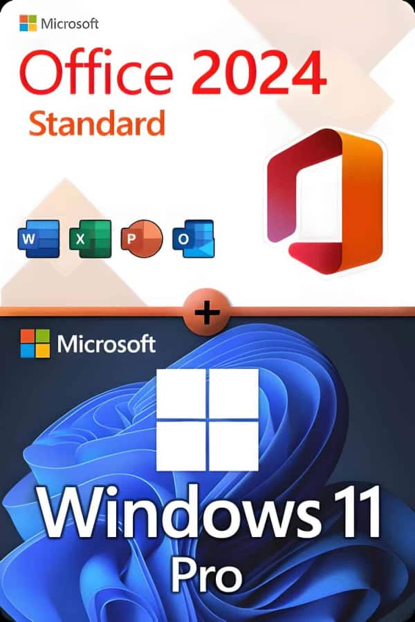 Microsoft Office 2024 Standard + Microsoft Windows 11 Professional Licence pour 3 appareils