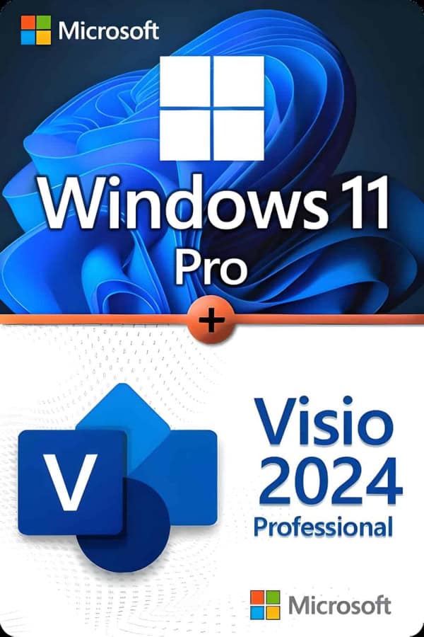 Microsoft Windows 11 Professional + Microsoft Visio 2024 Professional Licence pour 3 appareils